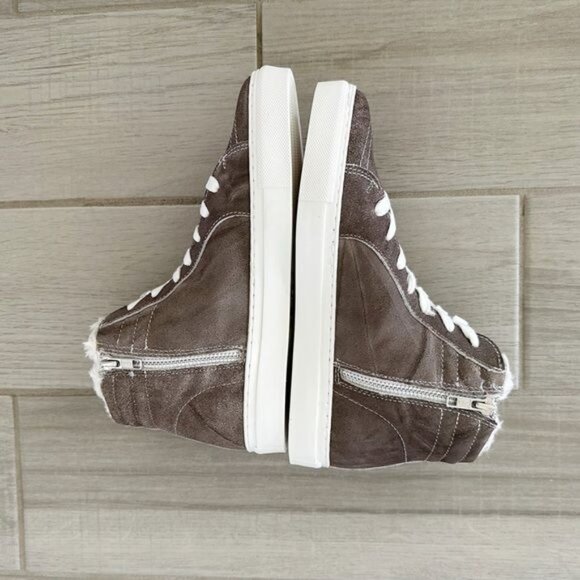 NEW Steve Madden Studded Suede Leather High-top Sneakers Grey 8.5 - Picture 10 of 11